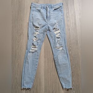American Eagle Outfitters Light Wash Distressed Skinny Jeans